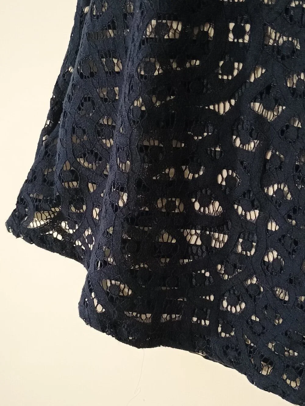 The Limited Navy Lace A-Line Skirt Size 8 Exposed Gold Zip Lined Mini Skirt